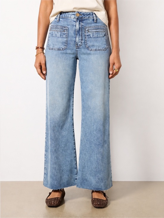 Kut from the Kloth Denim - Kut from the Kloth Meg Wide Leg Jeans Size 2 High Rise Raw Hem Lyocell Stretch